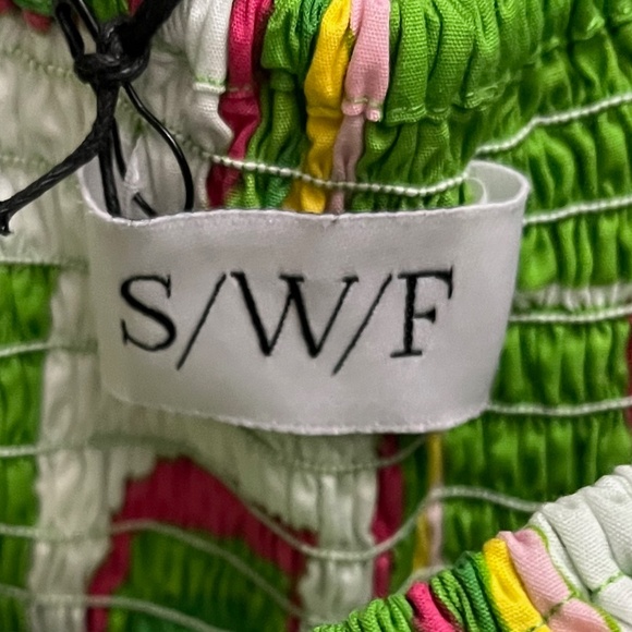 S/W/F mini dress w/puff sleeves NWT "chartreuse" Women's L  Sexy SWF - Picture 3 of 10